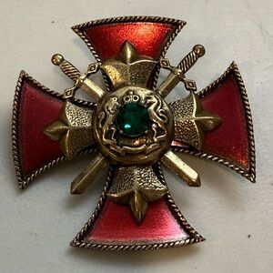 Vintage Albert Weiss Gold Textured Brooch Large 2.5”‎